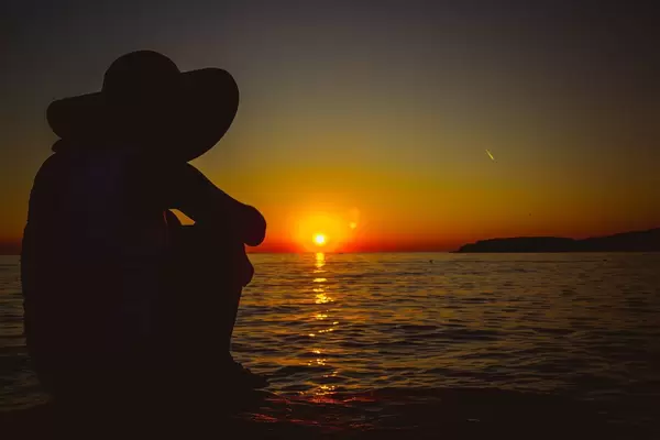 Girl watching sunset