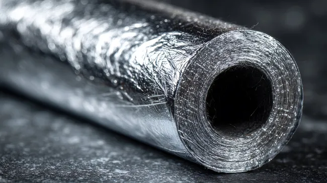 Glänzende Aluminiumfolie in Nahaufnahme