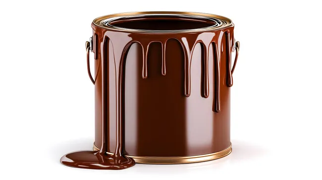 Glänzende braune Lackfarbe in Farbdose