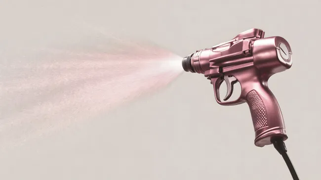 Glänzende Farbsprühpistole in Metallic-Rosa