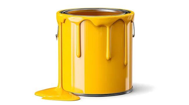 Glänzende gelbe Farbe in Farbdose