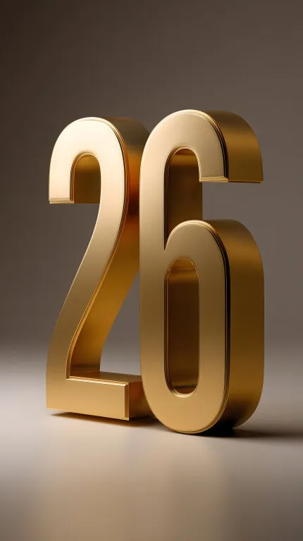 Glänzende goldene 26 auf dunklem Hintergrund