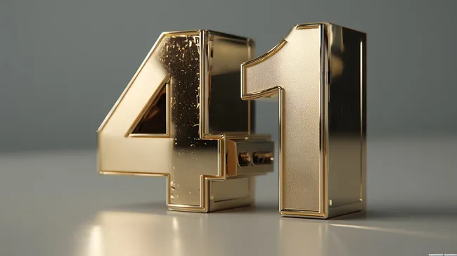 Glänzende goldene 41 auf hellem Hintergrund