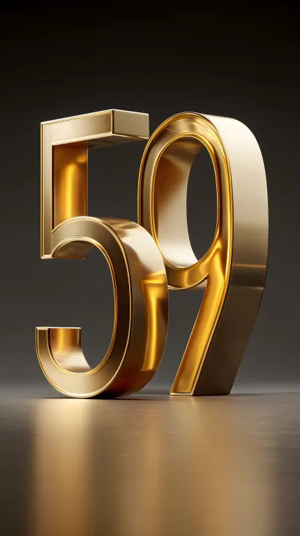 Glänzende goldene 59 auf schwarzem Hintergrund