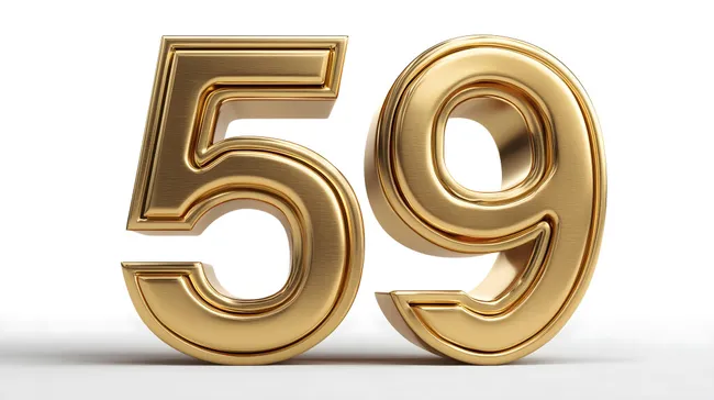 Glänzende Goldene 59 auf weißem Hintergrund