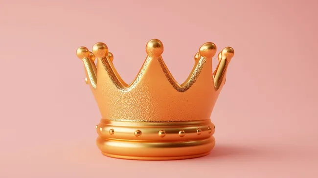 Glänzende goldene Krone auf pastellrosa Hintergrund