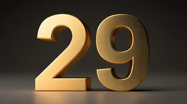 Glänzende goldene Nummer 29 vor dunklem Hintergrund