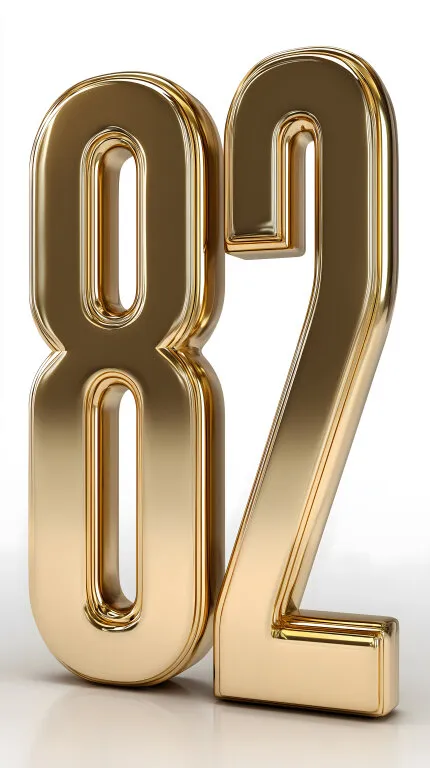 Glänzende goldene Nummer 82