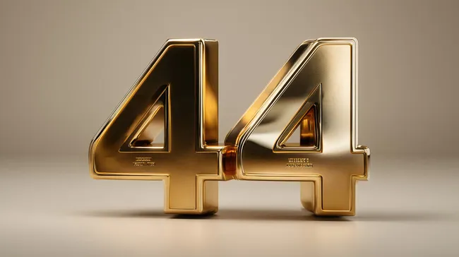 Glänzende goldene Zahlen '44' auf beigem Hintergrund