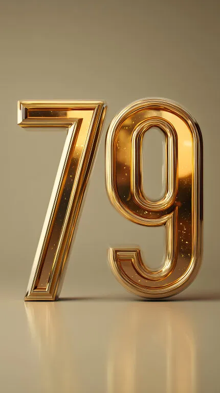 Glänzende Goldnummer 79 als Hintergrund