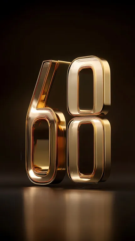 Glänzende Goldzahl 60 auf dunklem Hintergrund