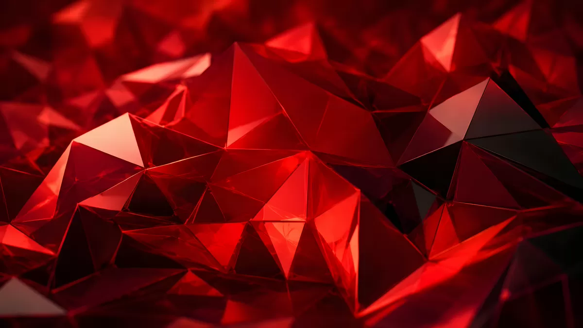 Glänzende rote Kristallstrukturen in 3D-Optik