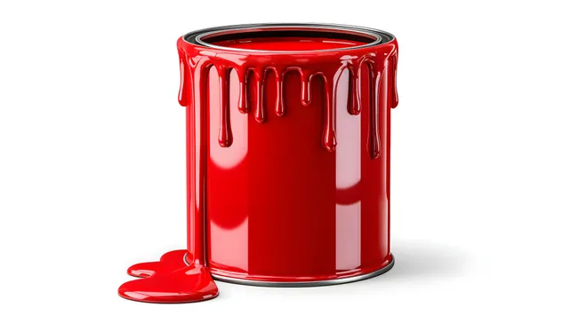 Glänzende rote Lackfarbe in Farbdose