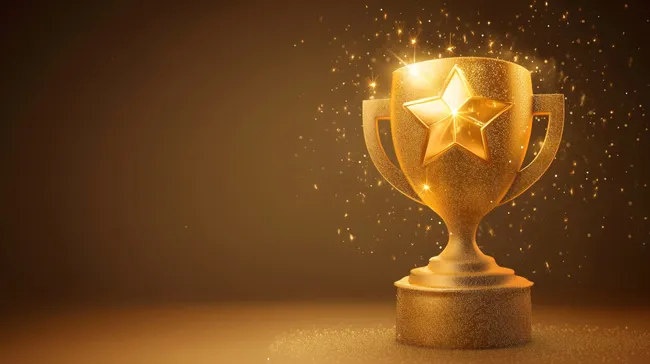 Glänzender Goldpokal mit funkelndem Stern