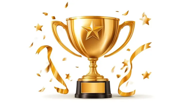 Glänzender Goldpokal mit Sternemblem - Auszeichnung für Gewinner