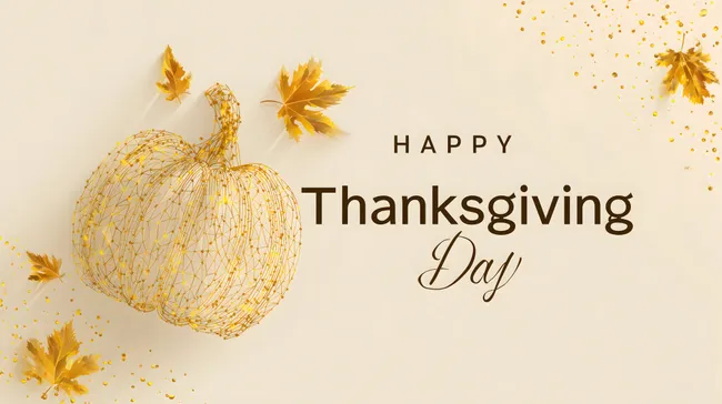 Glänzender Kürbis und herbstliche Ahornblätter zu Thanksgiving