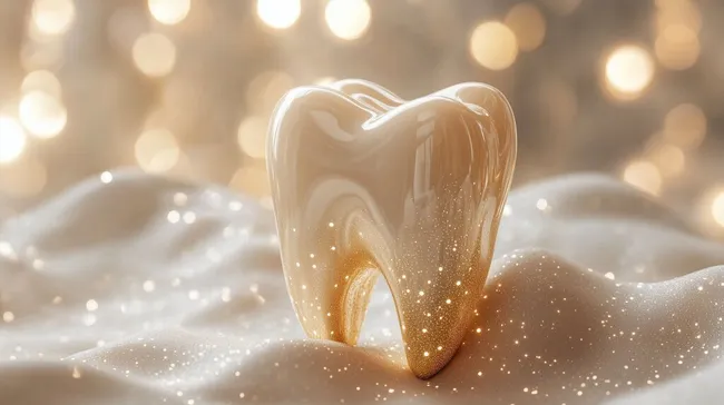 Glänzendes 3D-Zahnmodell mit funkelnder Oberfläche