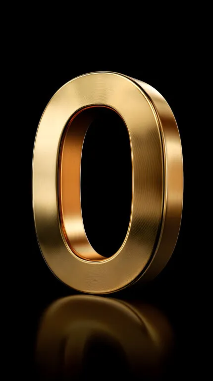 Glänzendes goldenes Buchstaben-O auf schwarzem Hintergrund