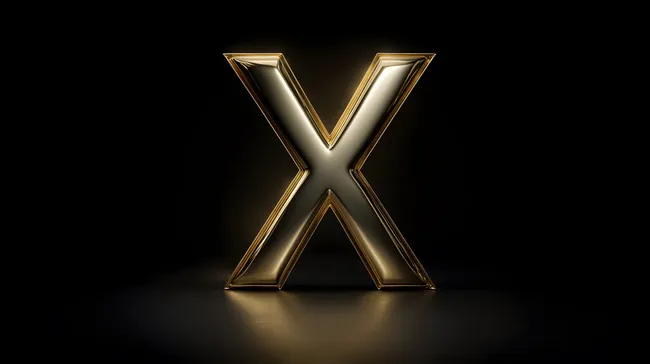 Glänzendes goldenes X als Designelement