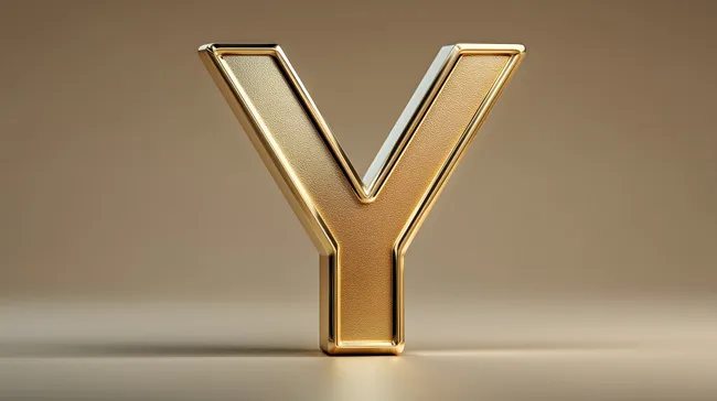 Glänzendes goldfarbenes Metallmonogramm Buchstabe Y