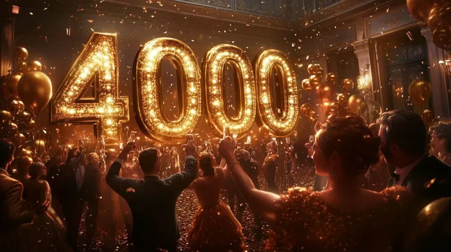 Glamouröse Silvester-Feier mit goldenen Zahlen und Konfetti