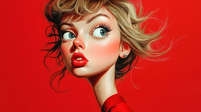 Glamouröses Porträt einer blonden Frau in Rot