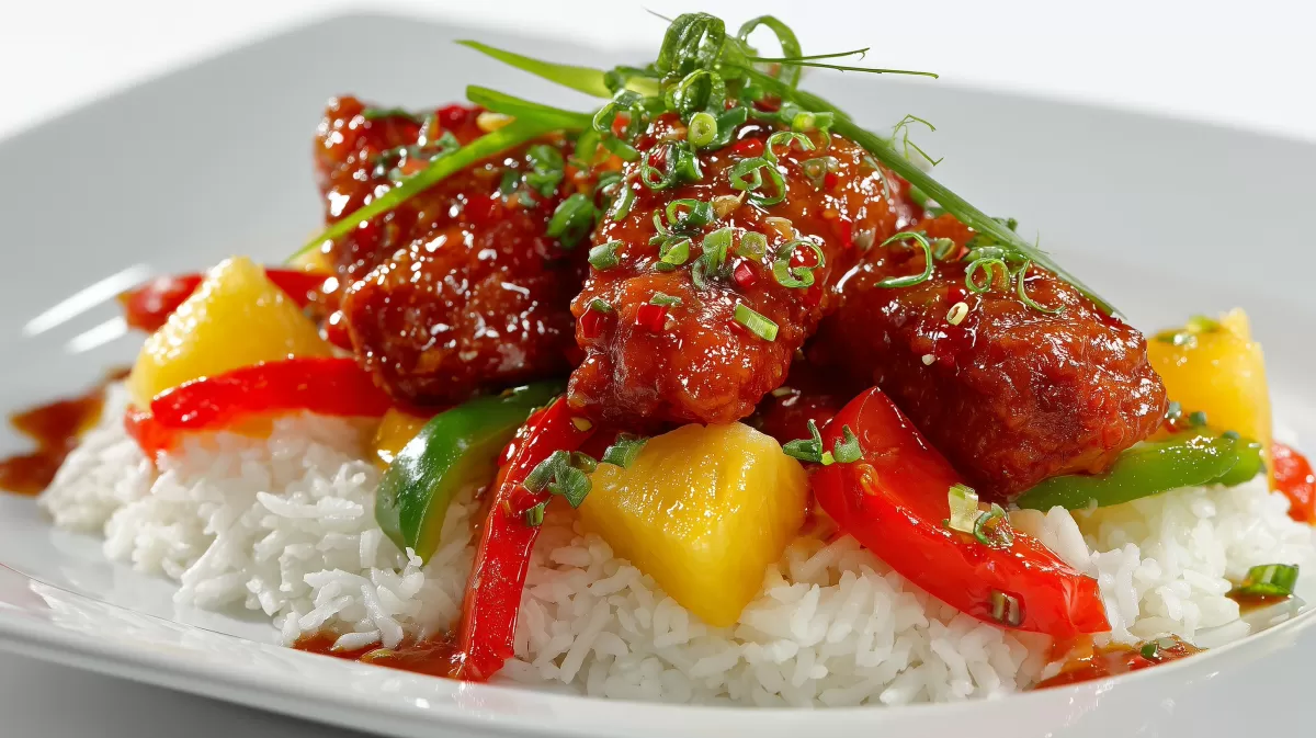 Glasierte Chicken Wings auf Curryreis mit Gemüse