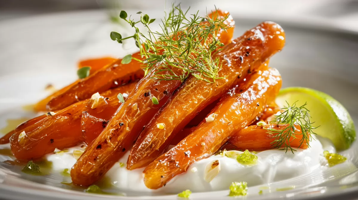 Glasierte Honig-Karotten mit cremigem Limettenjoghurt