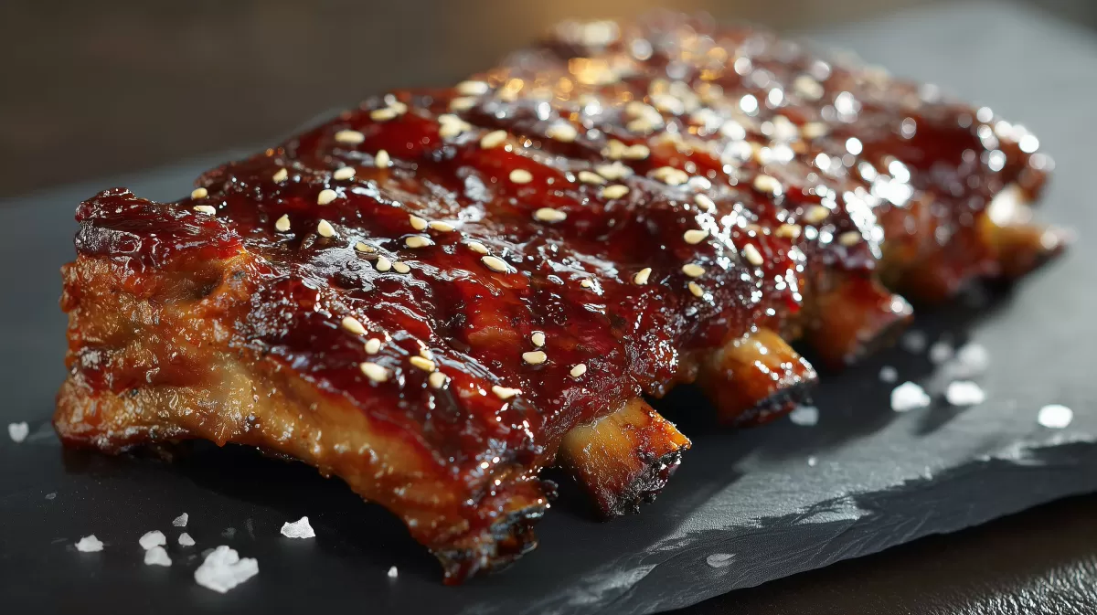 Glasierte Schweinerippe mit Honig und Sesam