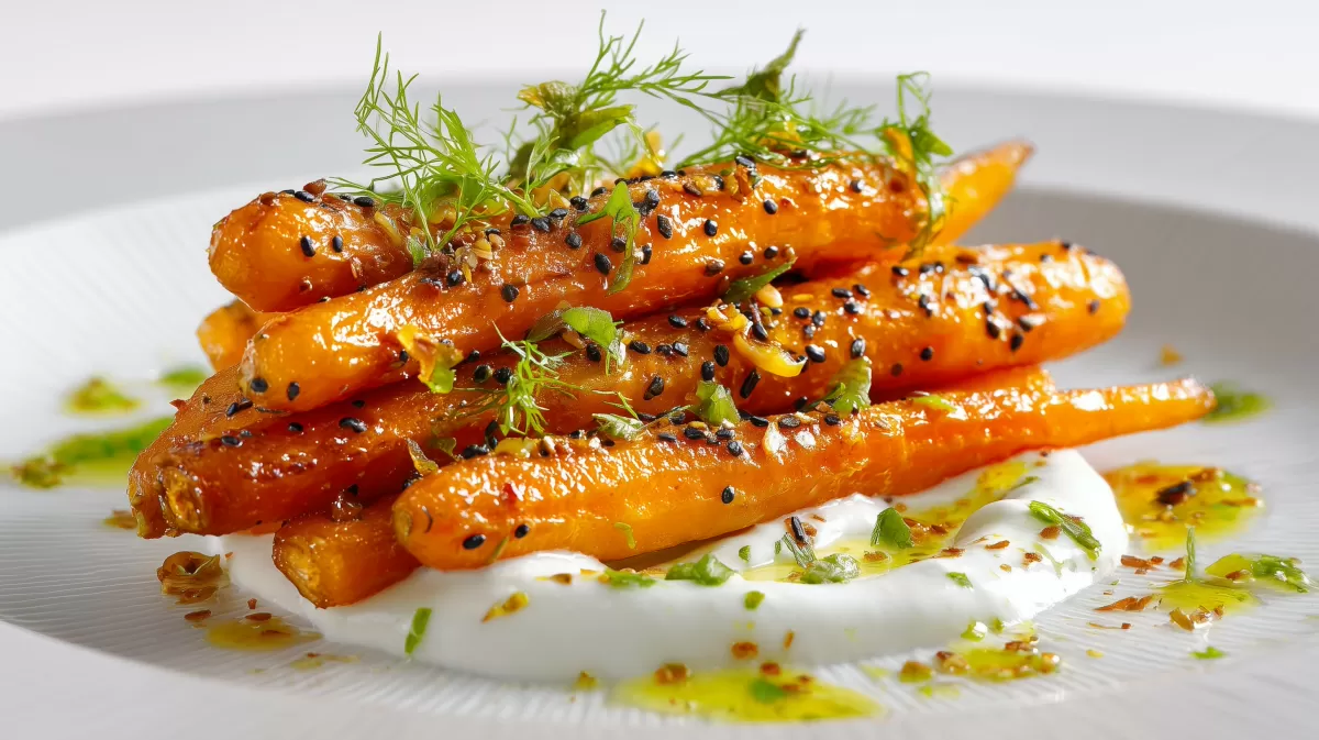 Glasierte Thymian Honig Karotten mit Limettenjoghurt