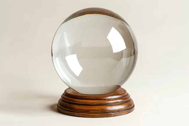 Glaskugel auf Holzsockel