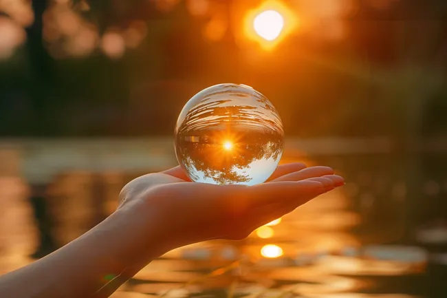 Glaskugel in der Sonnenglut