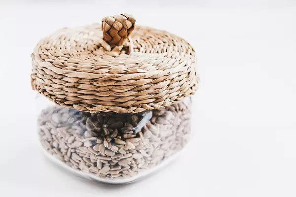 Glass jar with sunflower seeds
