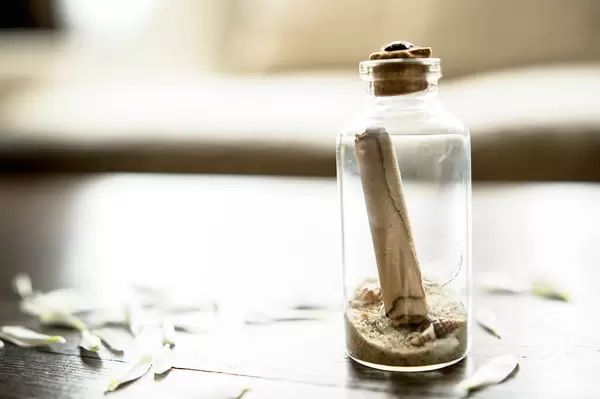 Glass message bottle