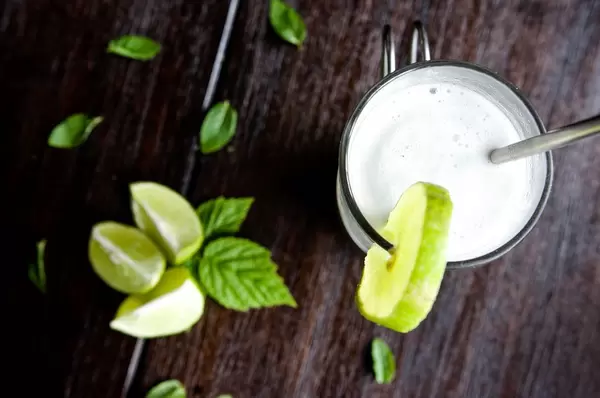 Glass of cold lemonade