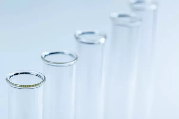 Glass test tubes close-up. The concept of research