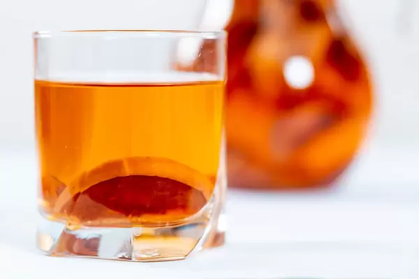 Glass with drink from dried fruits apples
