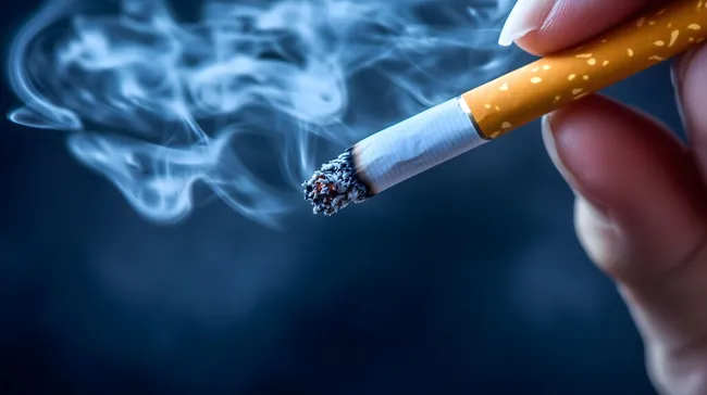 Glimmende Zigarette in Nahaufnahme