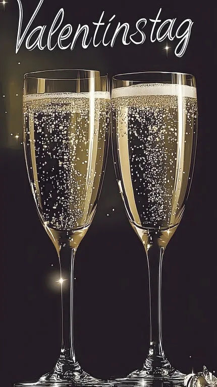 Glitzernde Champagnerflöten zum Valentinstag