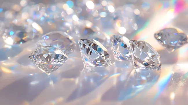 Glitzernde Diamanten vor farbigem Hintergrund