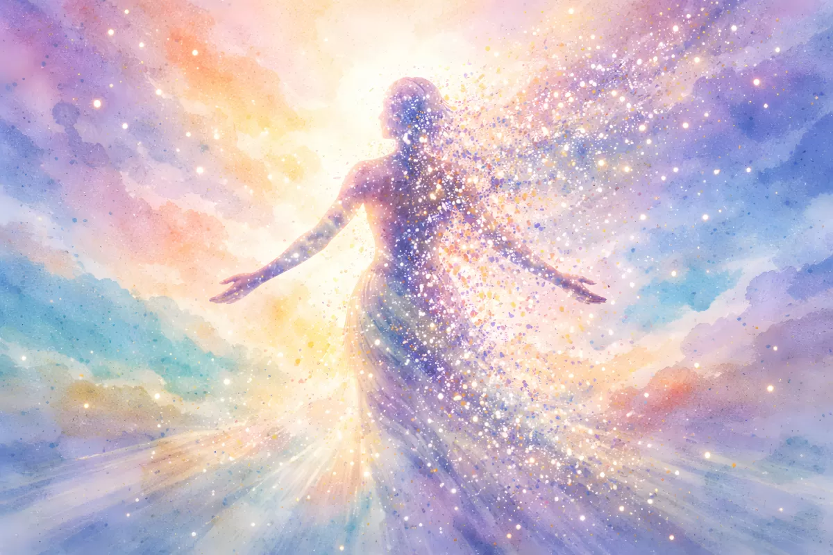 Glitzernde Gestalt in kosmischer Explosion