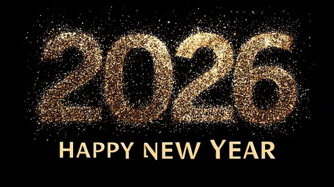 Glitzernder Neujahrsgruß mit goldenem Zahlendekor