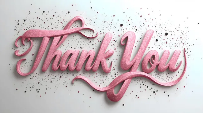 Glitzernder rosa Schriftzug 'Danke' auf weißem Hintergrund