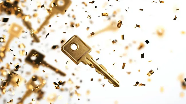 Glitzernder Schlüssel auf funkelndem Hintergrund