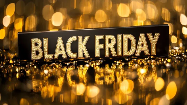 Glitzernder Schwarzer Freitag mit Bokeh-Effekt