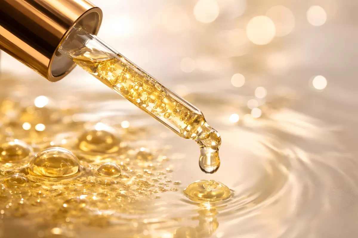 Glitzerndes Öl in Gold und Gelb