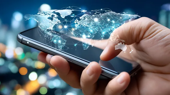 Globale Vernetzung auf Smartphone-Display
