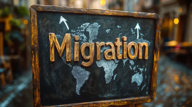 Globale Wanderung und Migration - Symbolbild mit Weltkarte