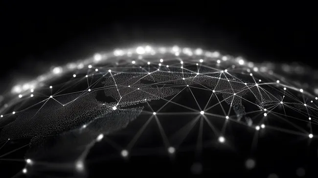 Globales digitales Netzwerk mit leuchtenden Knotenpunkten