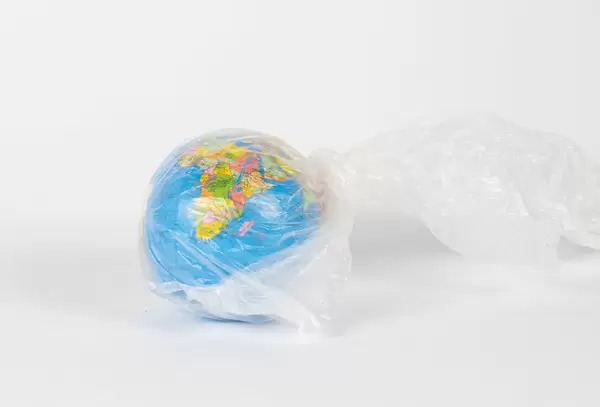 Globe inside plastic bag